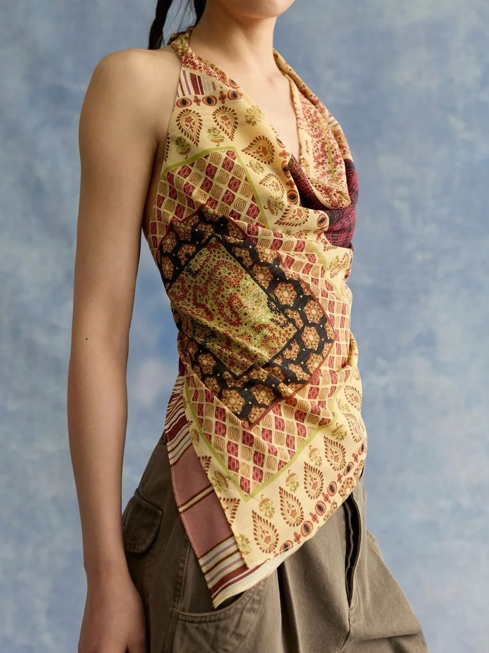 Free People - 2-in-1 Cowl Neck Halter tops  - Yellow Multi
